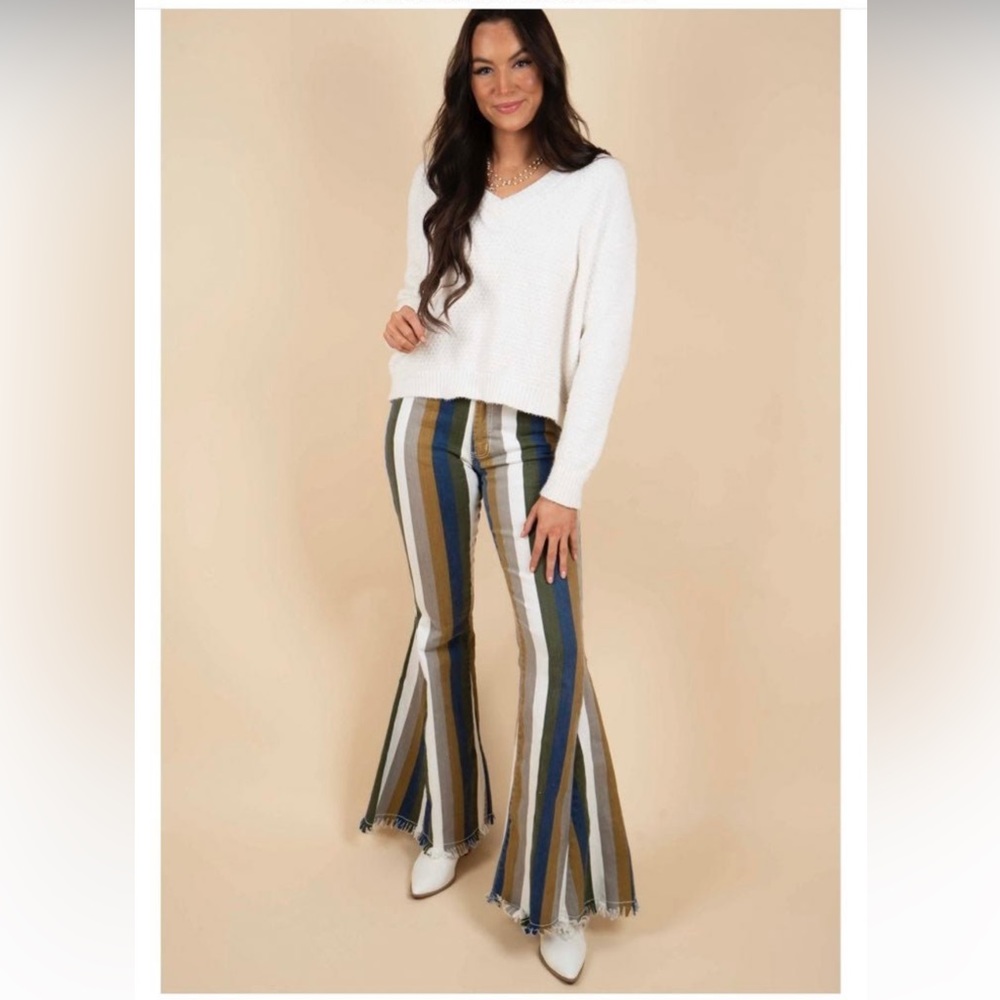 Olive Bell Bottom Flare Jeans